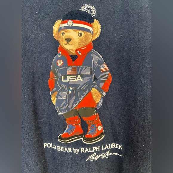Polo Ralph Lauren 2022 Team USA Olympic Bear Pullover Blue Cotton Sweatshirt X - Picture 6 of 11